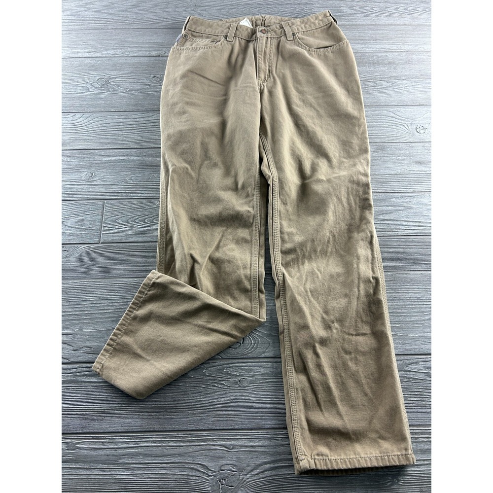 Carhartt Mens Khaki Canvas Relaxed Straight Leg Work Pants Beige Chino